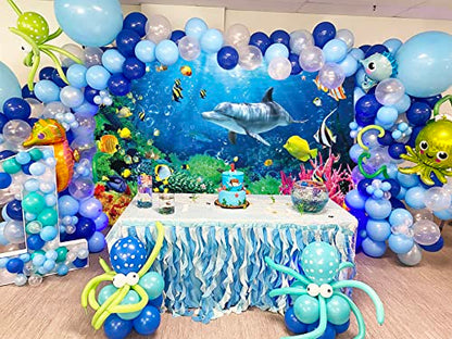 7x5ft Ocean Dolphins Backdrop Under The Sea Whale Backdrop for Kids Aquarium Corals Tropical Fish Background Underwate Baby Shower Backdrops for Photoshoot