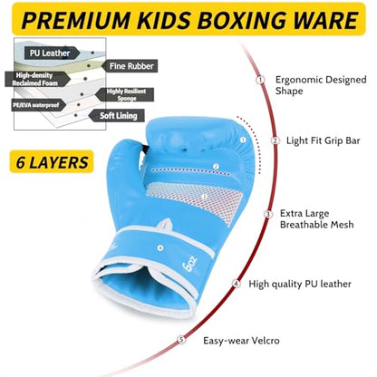 Boxing Gloves for Kids & Toddler & Youth - color: New Sky Blue, size: 4oz