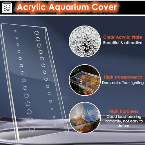 Fish Tank Canopy, Acrylic Anti-Jump Lid Cover with Hole, Cat-Proof Aquarium Top for 50x25cm (19.7x9.8in) - Durable, Clear, Perfect for Pets & Fish Safety - size: L50xW25cm/19.7x9.8in