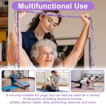 Guirnd 2 PCS Yoga Strap, Non-Elastic Stretching Strap for Women & Men, Stretch Bands for Exercise with 10 Loops for Pilates, Gymnastics, Dance, Exercise