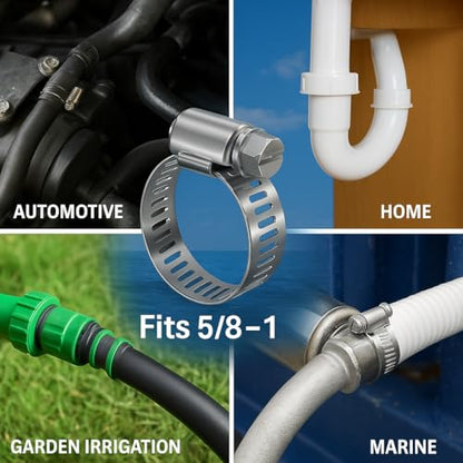 316L Stainless Steel Hose Clamps Marine Grade Corrosion Resistant Heavy Duty Clamps (14-27 mm, 5/8" - 1") 4Pcs - size: 14-27mm