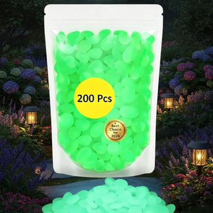Garden Glow Rocks - Vibrant Night Light Landscape Stones, Weather-Resistant Aquarium Gravel Set, Decorative Walkway Lighting, Rigid Polymer Accessory Case Frame | for Courtyard Flower Bed