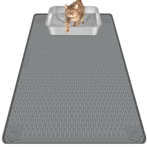 Cat Litter Mat, Extra Large 40" x 28" Silicone Mat Litter Trapping Mat for Scatter Control, Soft on Kitty Paws, Easy to Clean (Dark Gray) - color: Dark Grey