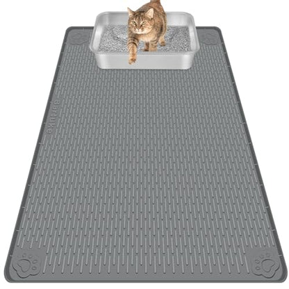 Cat Litter Mat, Extra Large 40" x 28" Silicone Mat Litter Trapping Mat for Scatter Control, Soft on Kitty Paws, Easy to Clean (Dark Gray) - color: Dark Grey