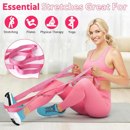 WALITO Home Pilates Kit for Women,Pilates Ring Set with Magic Circle,Resistance Bands,Figure 8 Workout Bands,Mini Ball, Compact Toning Fitness Essentials Starter Set Accessories Gift - color: PINK SET