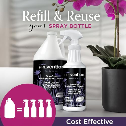 Prevention Ready-To-Use Disinfecting Cleaner – Hospital Grade Disinfectant Spray Solution for Salons, Spas, Clinics, Surfaces – Sanitizing Solution & Two Reusable Sprayers – 32oz Bottle (6 Pack) - size: 32 Fl Oz (Pack of 6)