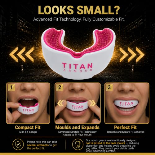 Mouth Guard Boxing, Dual-Layer Boil & Bite Mouthguard, Adult | Premium Dual-Layer | Case Included | Adult & Youth Custom-Fit Mouthpiece | Football, MMA, Hockey, Lacrosse, BJJ, Basketball - color: Pink, size: Junior Under 11