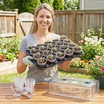 3 Inch Seed Starter Trays 2 Pack,20-Cell Seedling Starter Trays with Grow Light/Humidity Dome/3" Nursery Pots 40 Pcs,Planting Trays for Seedling,Plastic Germination Kit for Growing - size: 3 Inch, style: 2 Pack Tray+Pots+Dome+Grow Light