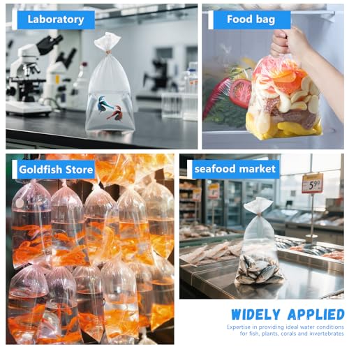 60 Pieces Fish Shipping Bags, Clear HDPE Plastic, Double Bottom Seal, Transport Bags for Live Fish, Freshwater & Saltwater Use