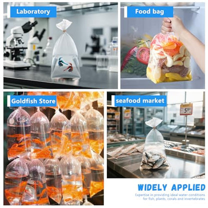 60 Pieces Fish Shipping Bags, Clear HDPE Plastic, Double Bottom Seal, Transport Bags for Live Fish, Freshwater & Saltwater Use