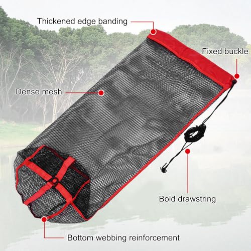 Fishing Mesh Net, Nylon Foldable Fish Collection Bag with Drawstring for Small Fish Crab Crayfish - size: 40x80CM