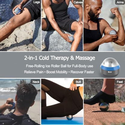 iECO Massage Ice Roller Ball Cold & Heat Therapy Plantar Fasciitis Roller - color: Gray & Blue