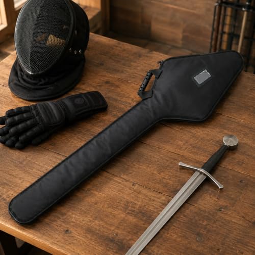 HEMA Sword Bag, 1680D Polyester HEMA Bag for Longsword, Saber, Rapier and Training Weapons, Padded Sword Carrying Case with Shoulder Strap, Black - size: One Sword