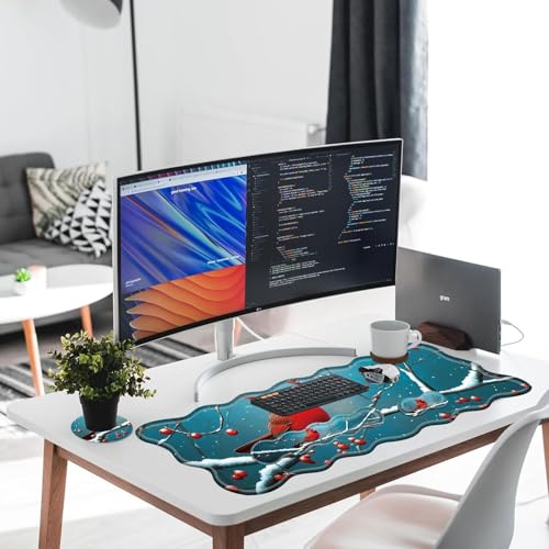 Large Gaming Mouse Pad, Keyboard Wrist Rest Pad & Wrist Support Mousepad Set, Stitched Edge, Extended, Non-Slip Base, Memory Foam Desk Mat for Office, Home,Cute Cardinal Bird - color: Cute Cardinal Bird