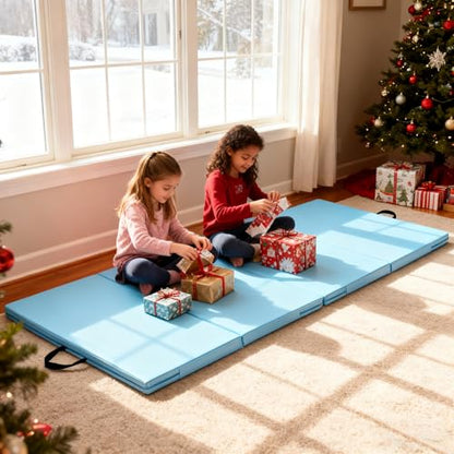Gymnastics Mat, 3x6FT / 4x8FT 2" Thick Kids' Folding Tumbling Mat - color: 3x6FT-Light Blue