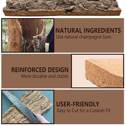 1PCS Thickened Cork Terrarium Bark Background, 11.8"x7.8" Natural Cork Bark for Reptiles Bearded Dragon Climbing Mat Reptile Climbing Wall Terrarium Background Decor for Lizard Gecko Snake
