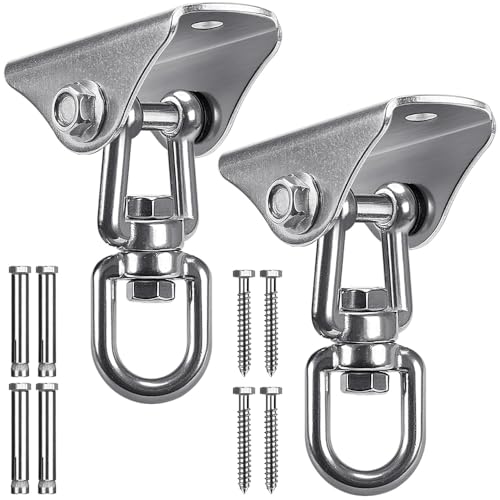 SELEWARE Stainless Steel Swing Hanger Heavy Duty Ceiling Swing Mount 2 Pack - color: Silver2 - 360° Swing Hanger ( 2 Pack )