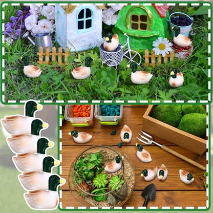 50 Pcs Mini Resin Mallard Mini Ducks Tiny Ducks Figurines Bulk for Garden Micro Landscape Doll House Aquarium Potted Ornament DIY Craft Project Bonsai Moss Terrarium (Mallard)