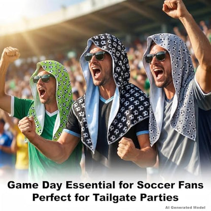 Cooling Hooded Towel for Soccer Fans & Outdoor Work, Black - color: Black