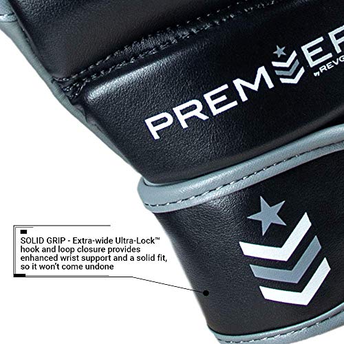 Revgear Premier MMA Grappling Gloves, MMA, Kickboxing, Martial Arts, Boxing - color: Gray/Black, size: Medium