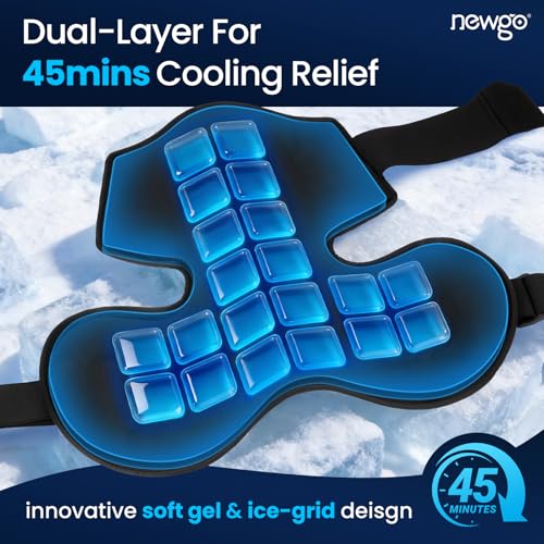 NEWGO Shoulder Ice Pack Rotator Cuff Cold Therapy, 45-Min Long-Lasting, XL | Ice Grid Design for Even Coverage, Flexible Cold Compression Wrap, Soothes Post-surgery, Muscle Tension, and Swelling - size: XL