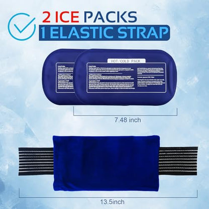 Ice Packs for Injuries Reusable (3-Piece Set) – Hot and Cold Ice Packs for Knee, Reusable Gel Wraps Support, Adjustable Ice Pack Pain Relief for Shoulders, Back Joints Muscles, Knees, Arms and Legs - size: 3 Piece Set - Regular, style: Nary Blue