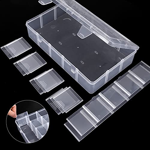 SGHUO 3 Pack 15 Grids Large Plastic Storage Organizer Box,15 Compartments with Dividers for Tackle Box, Beads, Washi Tape, Ribbon, Crafts, Art Supply 10.9X6.5X2.2inch