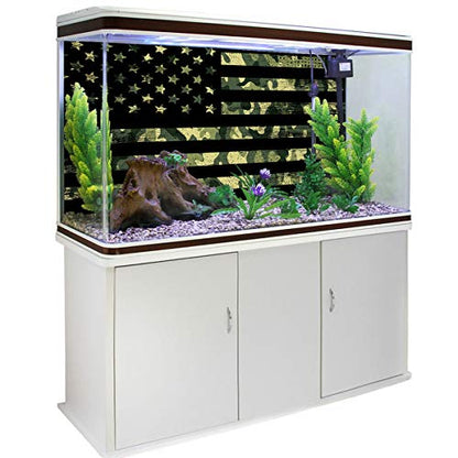 T&H Home Aquarium Decoration - 24.4" W x 12.4" H USA Flag Themed Pet Supplies - Camouflage Themed Stylish Fish Tank Background