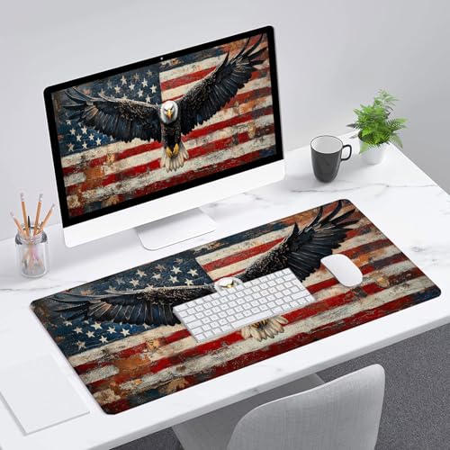American Flag Gaming Mouse Pad Desk Pad USA Flag XL Mouse Pad Large Mousepad Extended Laptop Keyboard Mat Gaming Desk Pad Mouse Mat Office Computer Keyboard Laptop Home 31.5"x11.8" - color: American Flag_005, size: 11.8" x 31.5"