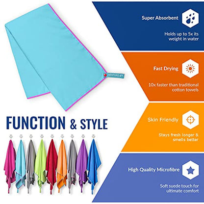 VENTURE 4TH Quick Dry Travel Towel, Ultra Soft Microfiber - 3 Sizes - color: Blue Pink, size: 40.00" x 21.00"