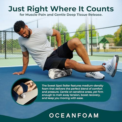 Oceanfoam Sweet Spot Medium Density Exercise Foam Roller - Black Marbled