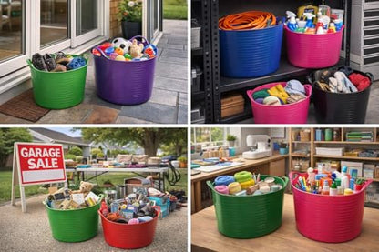 Red Gorilla Small Flexible Plastic Tub, Toy Storage, Laundry, Gardening & More, 14 Liter/3.7 Gallons, Black - color: Black