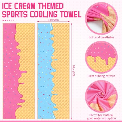 FuWeave 24 Pcs Ice Cream Cooling Towels Gifts 30 x 9 Inch - color: Ice Cream, size: 30 x 9 inches