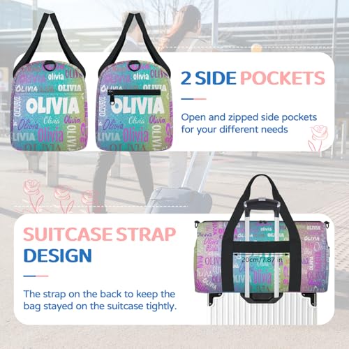 Personalized Dance Gym Bag, Aqua Blue Pink Yellow Sparkly Glittering - color: Aqua Blue Purple