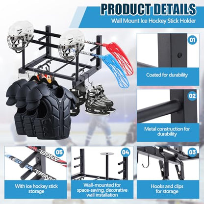 18.1 x 14.2 x 11.2 Inches Hockey Gear Drying Rack Wall Mount