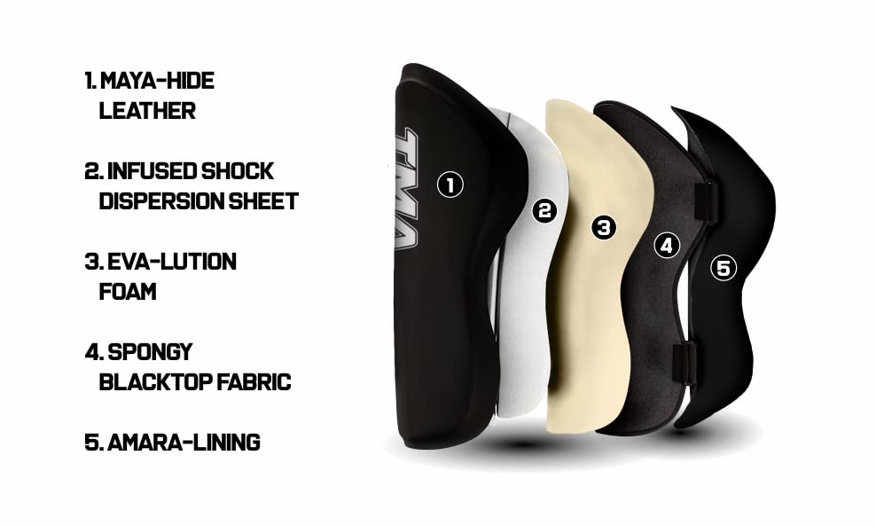 TMA Shin Guards Kickboxing Muay Thai, Premium Leather, Leg Instep Protection Pads, MMA Martial Arts Kicking Sparring Training Gear, BJJ Karate Boxing Taekwondo - size: Small