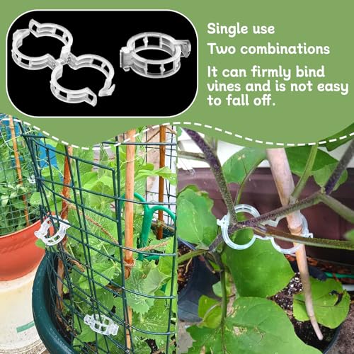 OJYUDD 200 Pcs White Plant Support Garden Clips,Secured Plastic Plant Clip,Tomato Vine Clips,Climbing Plant Support Clips for Flower Vine Twine Orchid