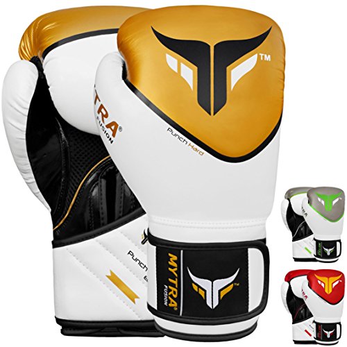 Boxing Gloves for Men & Women – MMA, Muay Thai, Kickboxing & Training Gloves – Punching Gloves for Sparring & Fitness - color: Black/Gold, size: 16-oz