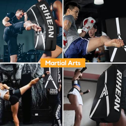 Martial Arts Kicking Shields Pad for Muay Thai, Taekwondo, Football, Basketball Training - Denser Foam, Longlasting PU Leather Kick Shield - style: 24x16in White