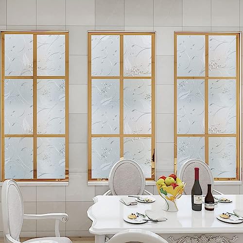 Frosted Privacy Glass Window Film, Vinyl Decorative Window Decals, Static Clings No-Glue Removable Window Film for Home Bathroom Living Room (35.4 x 157.4 inch) - size: 35.4'' x 157.4'' (90 x 400 cm)