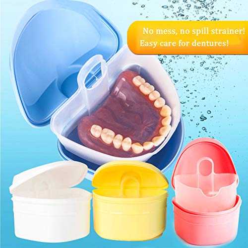 Denture Bath Box Cup Container Case, Complete Clean Care for Dentures, Clear Braces, False Teeth, Mouth Guard, Night Guard & Retainers,Traveling (Black & White) - color: Black & White