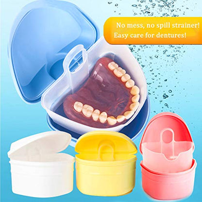 Denture Bath Box Cup Container Case, Complete Clean Care for Dentures, Clear Braces, False Teeth, Mouth Guard, Night Guard & Retainers,Traveling (Black & White) - color: Black & White