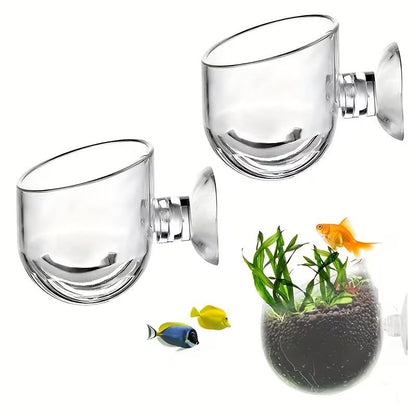 2pcs Aquarium Plant Pot, Plastic Fish Tank Plants Holder Aquarium Planter - color: Clear Plant Pot