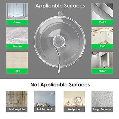 HangerSpace Suction Cup Hooks, 12 Packs Combo Set Clear PVC Suction Cups with Metal Hooks Removable Suction Cups for Kitchen Bathroom Shower Wall Window Glass Door (2 Large, 6 Medium, 4 Small),Variety - size: Variety