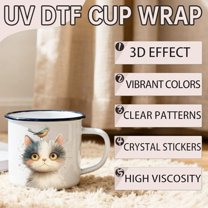 12 PCS UV DTF Cup Wrap Stickers, Frazzled Cat Rub on Transfers for Crafts, Permanent DIY Transfer Decals for 16oz Libbey Glass Cans, Mugs, Candles, Easy to Apply Art Stickers - style: Frazzled Cat
