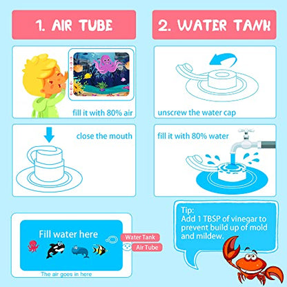Inflatable Tummy Time Water Mat with Mirror – Portable Baby Play Mat for 0–12 Month Infants, Strengthen Muscles & Promote Sensory Development, Gift for Boys & Girls