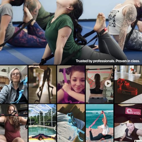 YogaEVO Elastic Stretching Strap with Loops for Physical Therapy - color: Black