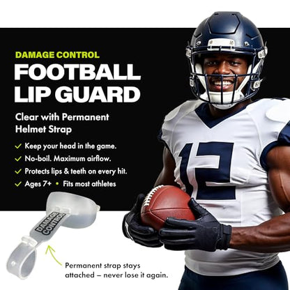 DAMAGE CONTROL Pacifier Football Mouth Guard – Permanent Strap – Clear - color: Clear
