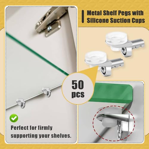 50 Pcs 1/5 Inch 5mm Shelf Pins - Cabinet Shelf Pegs with Silicone Suction Cups, Heavy Duty Shelf Pins for Support Kitchen Furniture, Shelf Pegs 5mm - color: 50-Pack