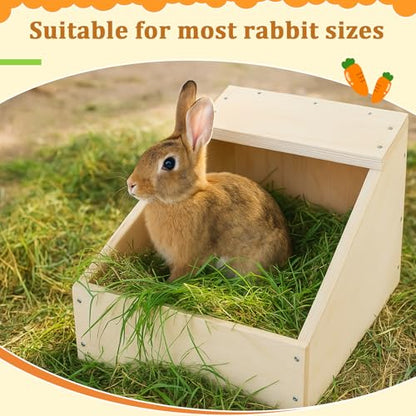 2 Pack Wood Rabbit Nesting Box, 21x11.25x10 Inch Wooden Hutch Hideout for Breeding, Natural Burrow Den Alternative for Rabbits & Small Animals - size: 21x11.25x10 Inch